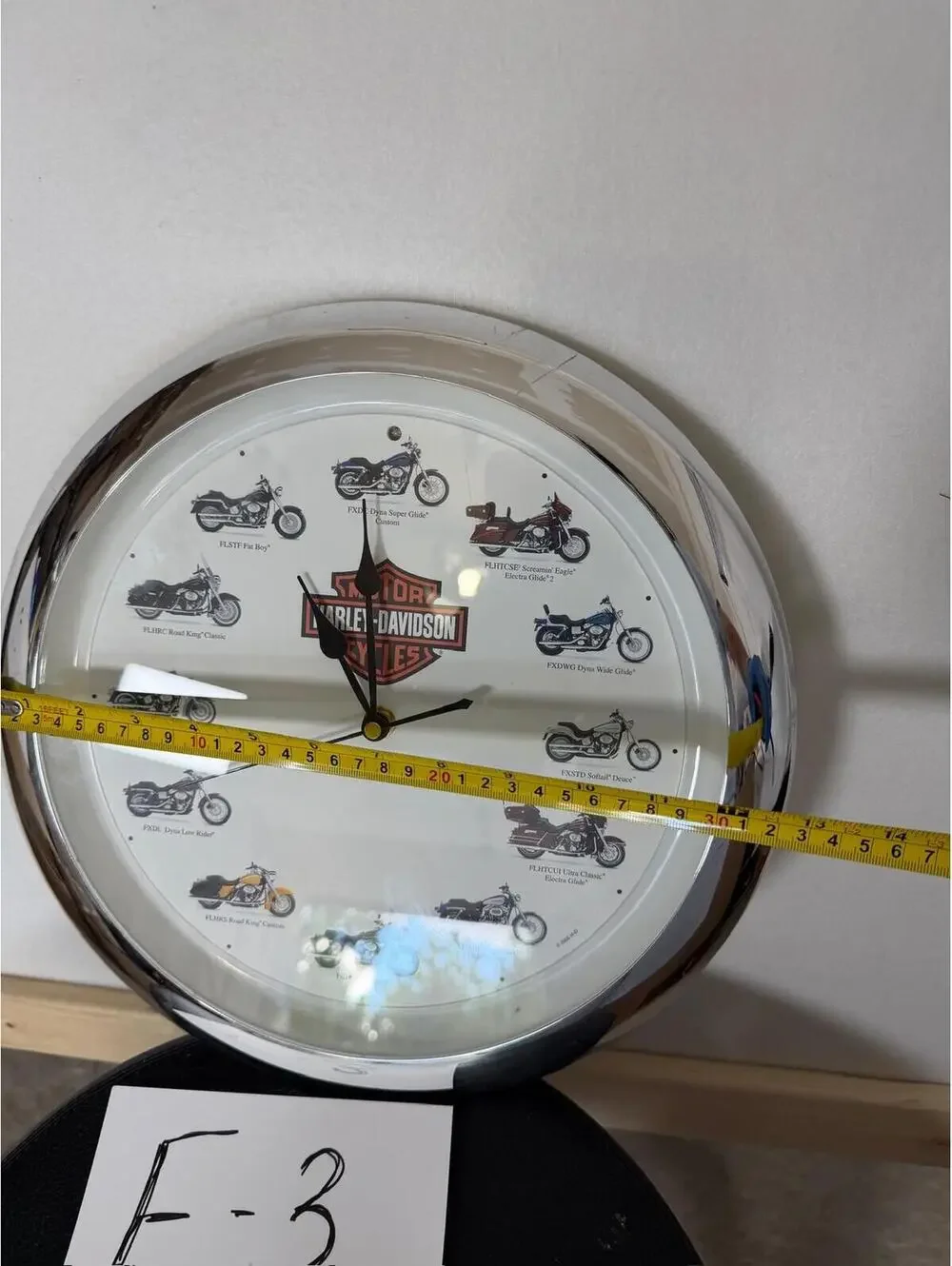 Harley-Davidson Motorcycles Collage Wall Clock Chrome Frame Used - Good‎